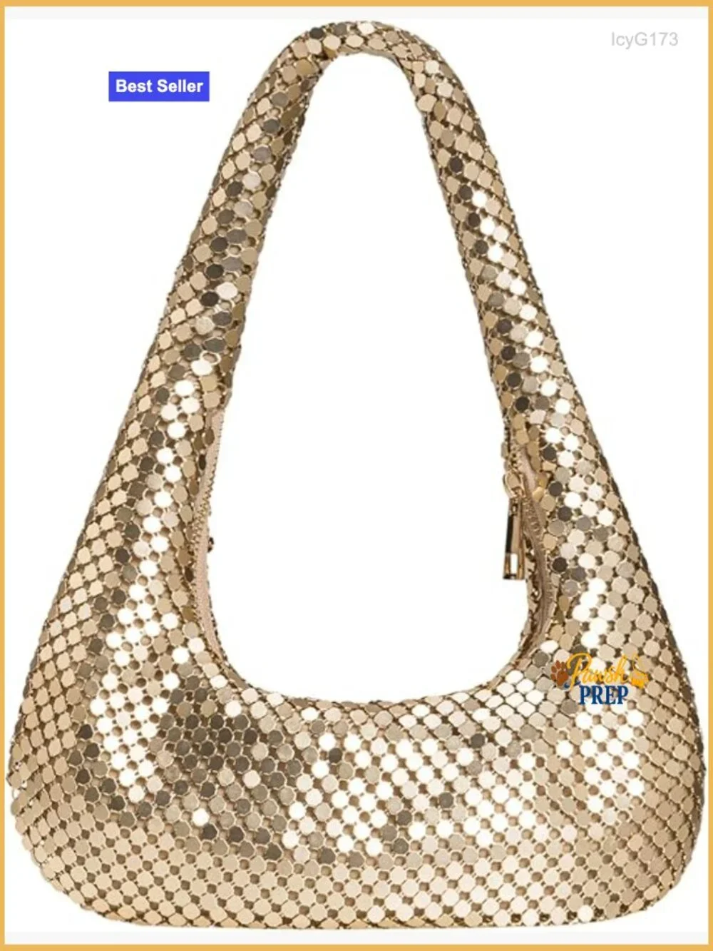 Metallic Moon-Shaped Hobo Bag for Evening Events